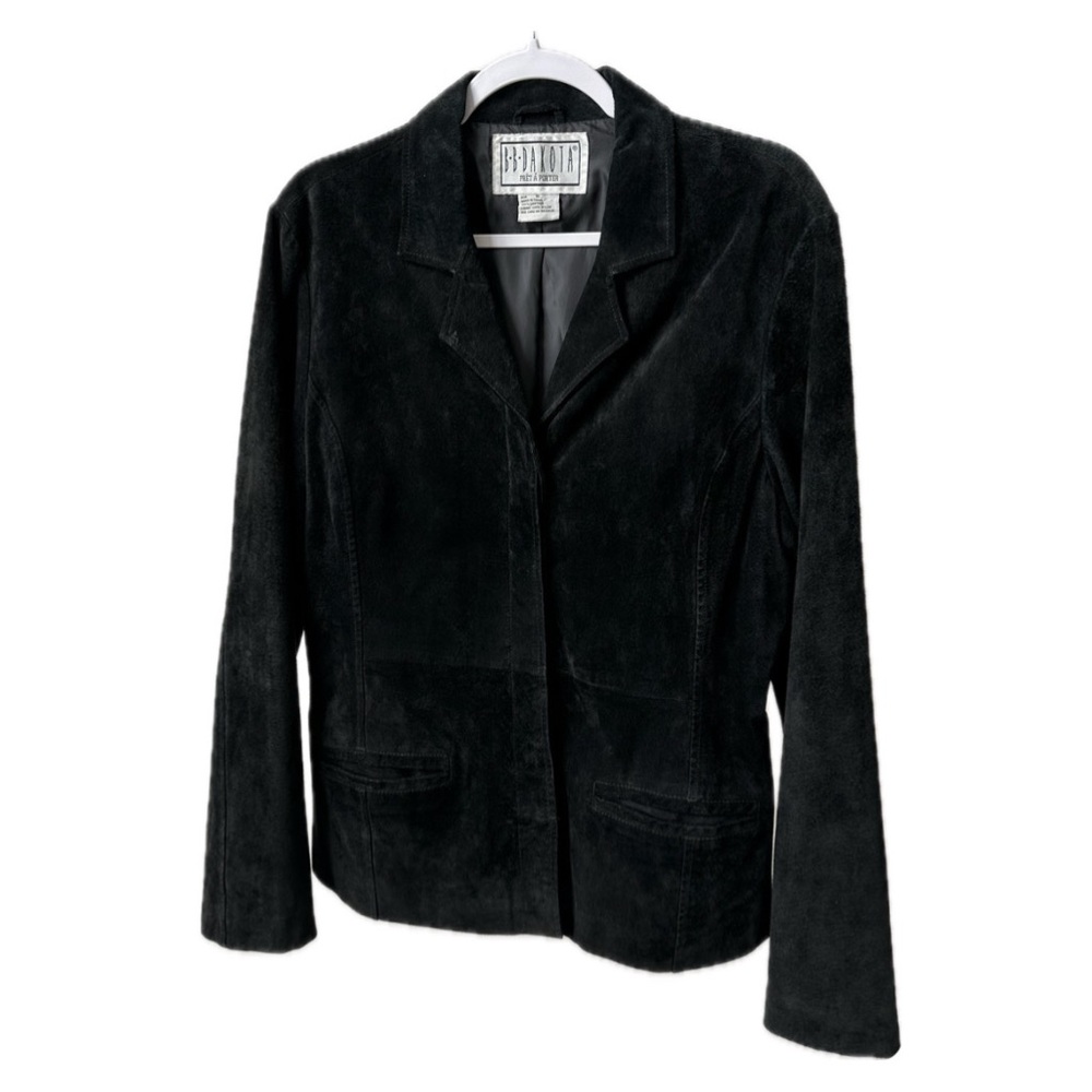 VINTAGE 1990s Black Suede Leather Jacket by BB Dakota- labeled XL, fits L/XL
